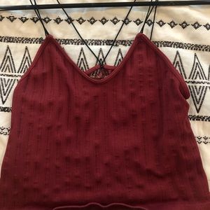 Burgundy cropped bra top lace back